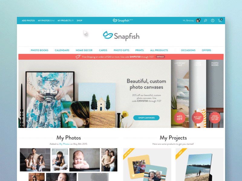 Snapfish animation motion ui ux website