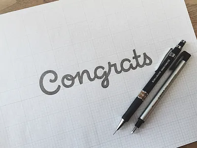 congrats cursive graphite lettering script type