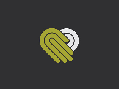 Heart/Hand Logo WIP gray green hand heart lines logo white