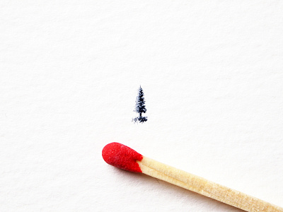 Micro adventure drawing illustration micro miniature minimal pine tree watercolor