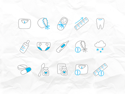 Icon set baby buttons clean design icon illustration set sketch ui