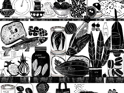 Fool magazine black and white editorial food fool magazine illustration world food