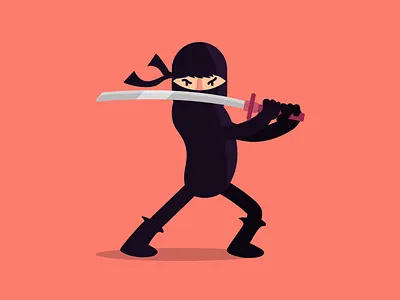 Ninja character illustration karate katana martial ninja sword vector