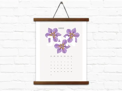 January Flower in Action calendar flower irish mockup month purple