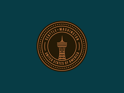 Seattle Badge badge growcase icon seattle space needle united states washington