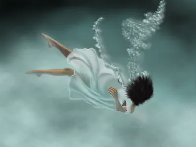 Underwater girl illustration underwater