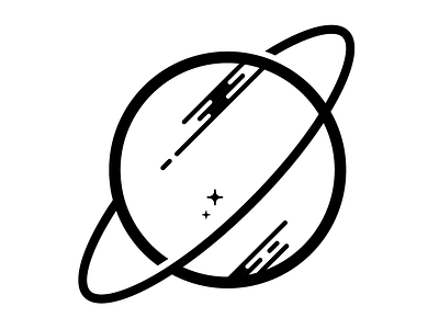 Planet icon line orbit planet star