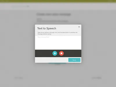 Text To Speech flat modal playback preview save speech text ui upload ux