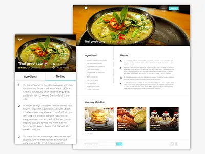 Recipe website cooking design flat food minimal recipe web web design website