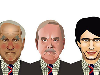 Quartermaster x 3: Whishaw, Llewelyn & Cleese 007 ben whishaw bond desmond llewelyn fan art illustrator john cleese