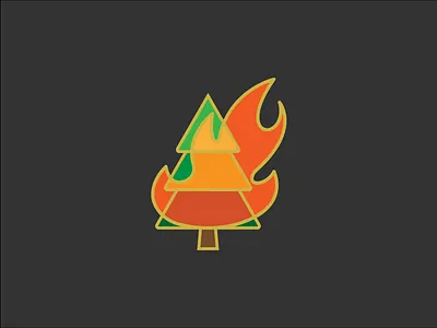 Creative Spark enamel fire forest pin tree wip