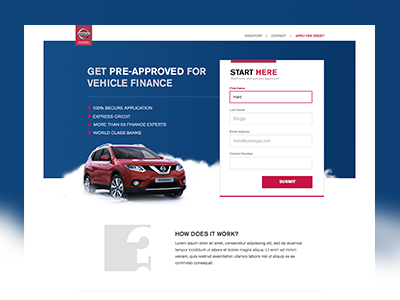 Credit Nissan Landing Page conversion form landing landing page page