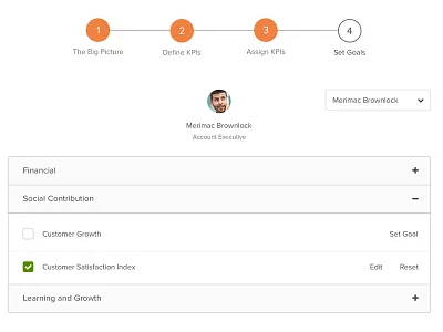Set Goals kpi setup sleekr wizard