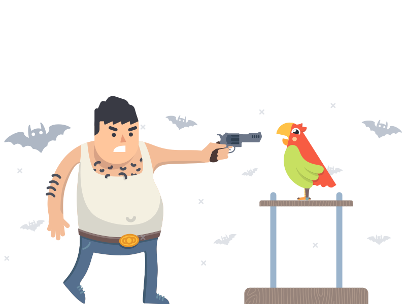 Don’t you feel pity for the parrot? email notification fireart fireart studio flat gun outline parrot