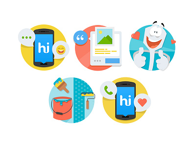 Illustrations for hike messenger - Part 2 branding design flat gradient icons illustration set shadow vector