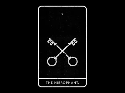 The Hierophant black keys minimal skeleton key tarot white