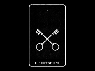 The Hierophant black keys minimal skeleton key tarot white