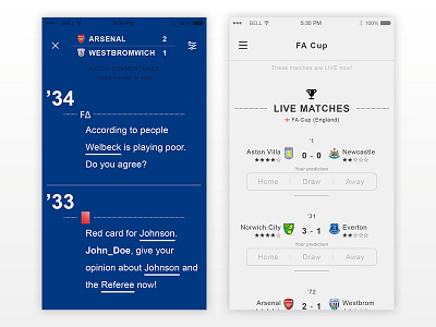 FootballDelta app app arsenal football ios live match scores soccer ui ux voting