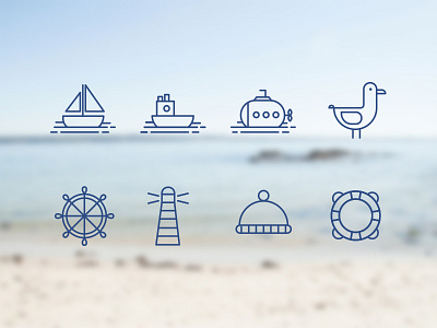 Sea icon set - 2 boat gull icon set lighthouse sea icon