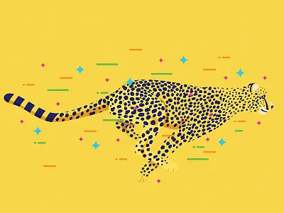 Swish! animal cheetah fast illustration quick speed swish yellow