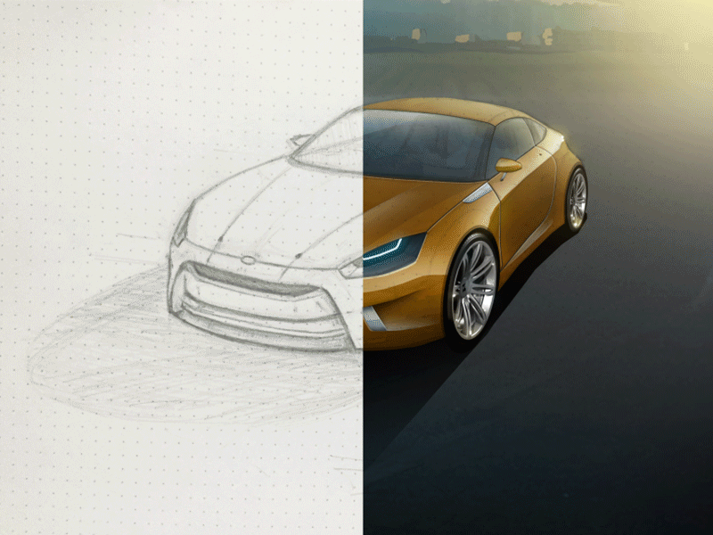 Super quick illustration painting process car colours drawing honda illustration lighting painting sport