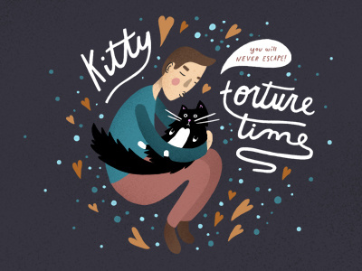 snuggle & never let go cat character design graphic illustration photoshop sketch typography