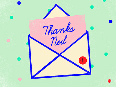 Thank you Neil J Rook! envelope illustration invite polka dots thank thanks you