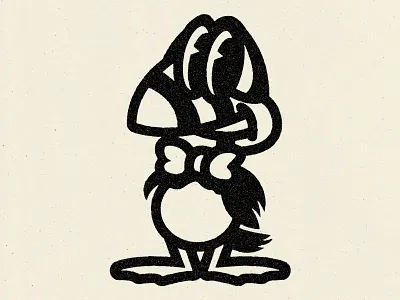 Puffin letter branding cartoon character design illustration logo mascot rubber hose t shirt