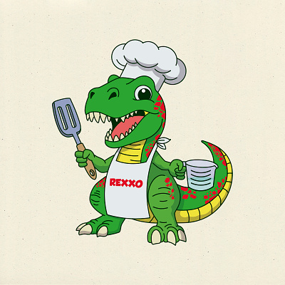 Mascot: Chef Rexxo branding cartoon character design illustration logo mascot rubber hose t shirt