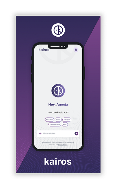 Kairos AI chat bot mobile app ai branding chat bot design figma graphic design ui uiux