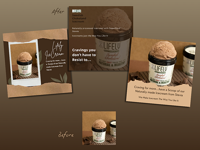 Chocolate Ice Cream Social Media Posts branding canva canva design canva designer chocolate ice cream post design graphic design graphic designer icecream post design instagram post design lifely lifely icecream social media design social media posts