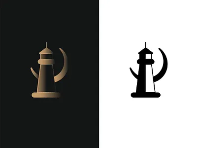 Logo Lighthouse and Moon branding design flat graphic design illustration inspiring lighthouse logo minimalism moon print ui vector