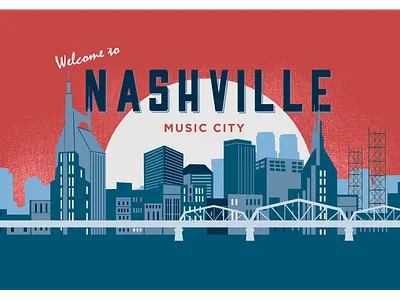 Welcome to Nashville city illustration musiccity nashville postcard skyline