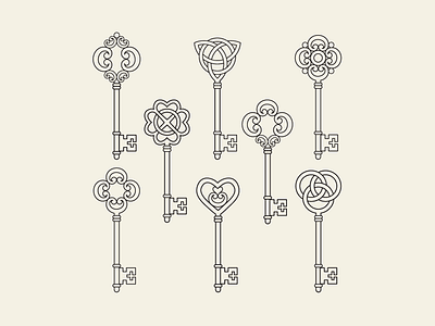 Skeleton Keys baroque celtic illustration keys lines ornate skeleton key tattoo triquetra vintage weave