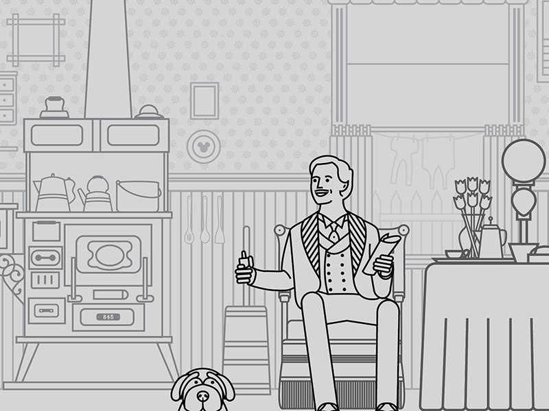 WIP - John at the Turn of the Century black character clean design disney greyscale illustration mono