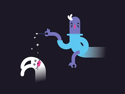 The sad Wizard animal bunny character design illustration magic vector wizard