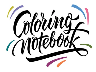 Coloring notebook handtotype handwritting lettering letters logo vikavita