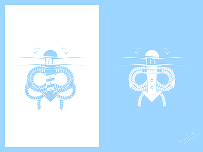 Anchor Lighthouse anchor house illustration light lighthouse negative shape shortstories water waves