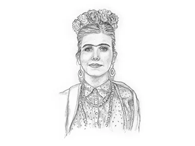 Self Portrait as Frida Kahlo frida frida kahlo life drawing pencil portrait self portrait sketch sketchbook woman
