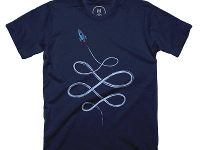 Loopy Liftoff blue cotton bureau navy blue rocket space tee shirt