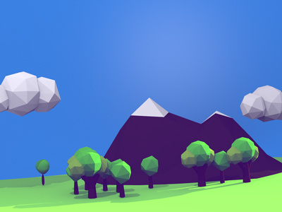 Low Poly Mountain Scene 3d blender clouds game art low poly mountain trees