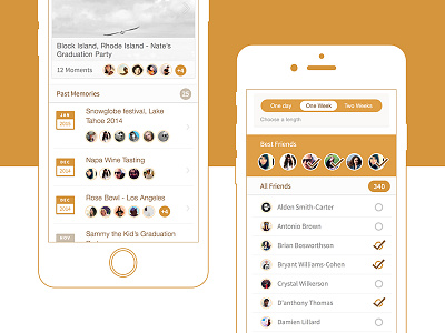 List View Detail app check dates detail friend friends ios list mobile select sharing social