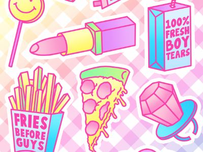 Candy Doll Sticker Sheet candy candy doll club fresh boy tears fries before guys fun lipstick lollipop pizza ring pop sweets