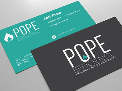 Pope Efficiency Business Card air conditioning branding business card heating pope efficiency