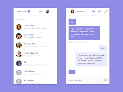 Chat App android app chat communication conversation flat ios list message mobile ui ux