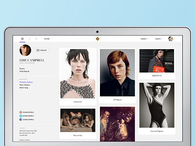 Profile cards fashion grid model photo pinterest profile