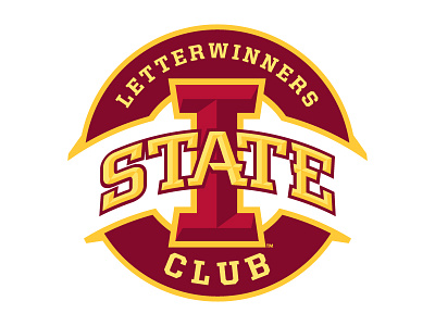 Iowa State Letterwinners Club badge gold iowa state isu red