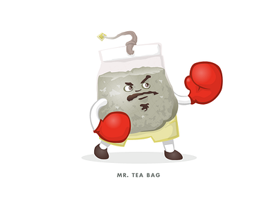 Mr. Tea Bag bag boxing eyes gloves mustache