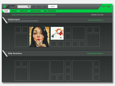 Deviant Art Site Redesign redesign web design web development website