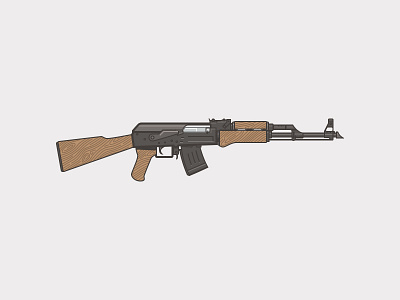 AK47 gun illustration sketch wood